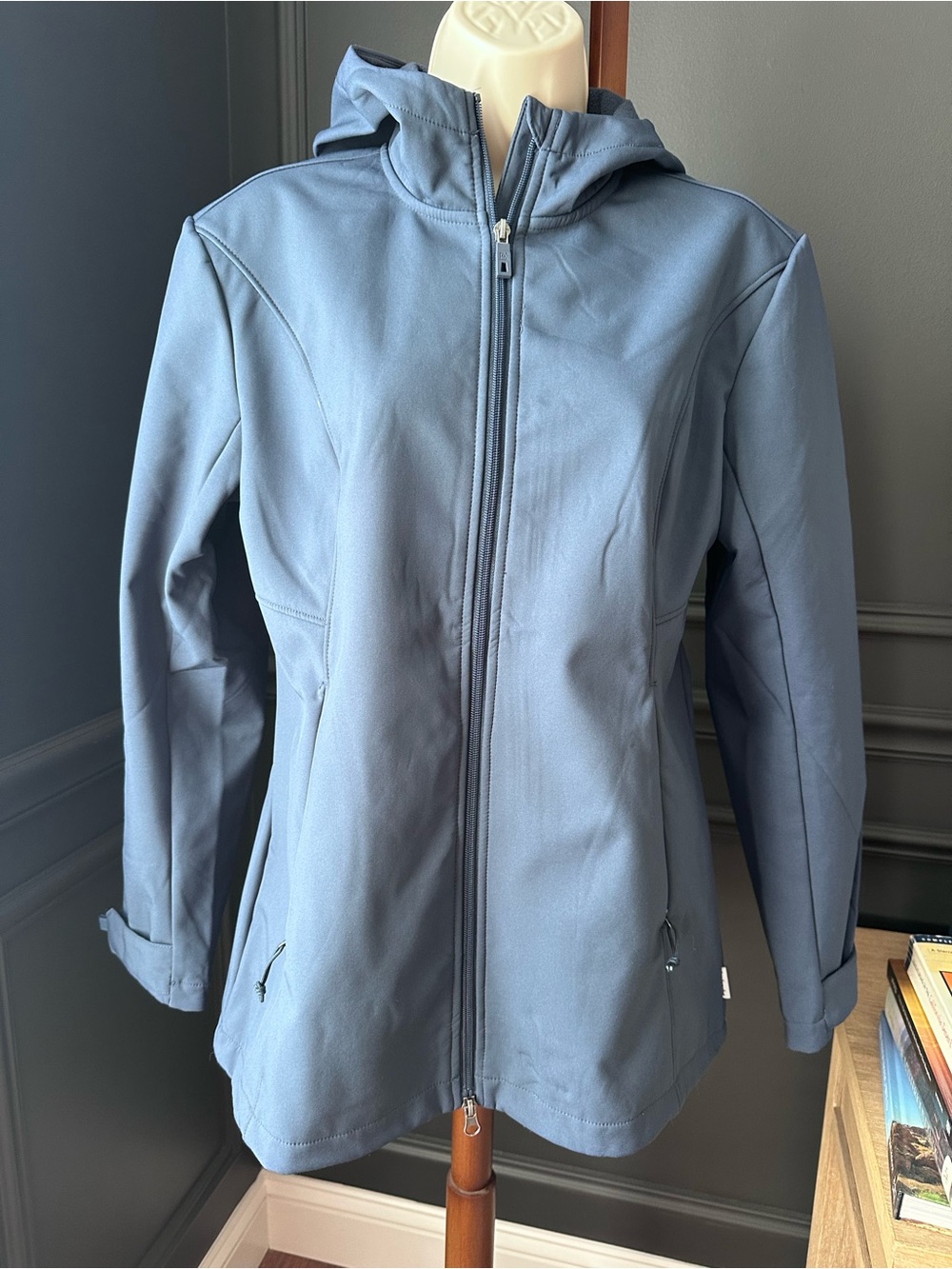 AVALANCHE Navy Blue Women's Hooded Softshell Water resistant fleece Jacket S